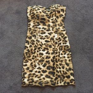 Strapless Leopard Print Dress
